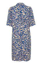 Load image into Gallery viewer, 3489 - Blue, Short Sleeved, Mandarin Collar, Summer Dress - Fransa
