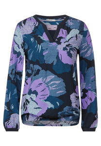 344540- Lilac/Navy Print Blouse - Cecil