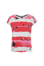 Load image into Gallery viewer, Poppy Red Floral Stripe T-Shirt- Soquesto
