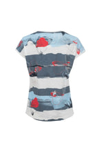Load image into Gallery viewer, Navy Blue Floral Stripe T-Shirt- Soquesto