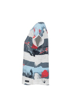 Load image into Gallery viewer, Navy Blue Floral Stripe T-Shirt- Soquesto