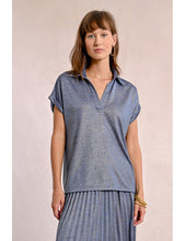 Load image into Gallery viewer, 1811 - Shimmer Polo-Shirt -  Blue -Molly Bracken
