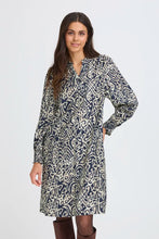 Load image into Gallery viewer, Navy Pattern Knee Length Dress - Fransa