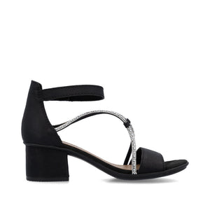 64654-00 - Black Strap Heels - Rieker
