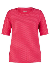 114301- Magenta Textured Round Neck TShirt- Rabe