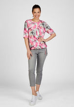 Load image into Gallery viewer, 213351- Pink &amp; Grey Abstract Print top w/ elasticated waist- Rabe