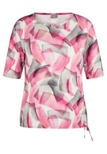 Load image into Gallery viewer, 213351- Pink &amp; Grey Abstract Print top w/ elasticated waist- Rabe