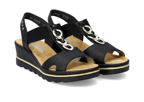 67498-00 - Strappy Black Sandal - Rieker