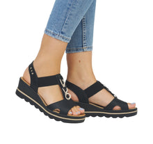 Load image into Gallery viewer, 67498-00 - Strappy Black Sandal - Rieker