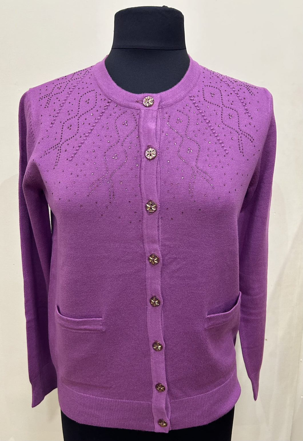 Deep purple cardigan sales
