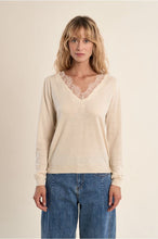 Load image into Gallery viewer, Offwhite Lace Collar Sweater- Molly Bracken