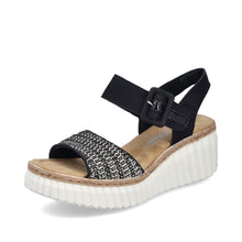 Load image into Gallery viewer, 69176-00 - Black and Sand Buckle Sandal - Rieker