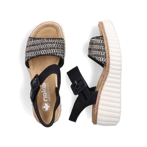 69176-00 - Black and Sand Buckle Sandal - Rieker