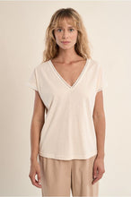 Load image into Gallery viewer, Offwhite Knitted T shirt with Lace Detail - Molly Bracken