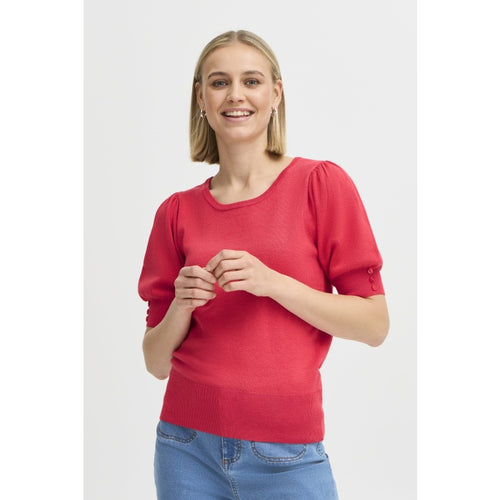 5475- Short Sleeve Red Knot Top- Fransa