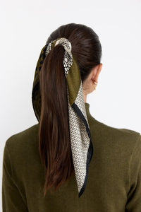 Dark Olive Green Silk Scarf - Soya Concept