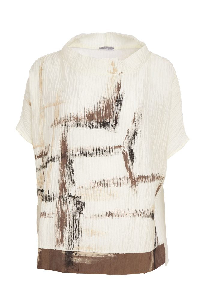 Rippled Print High Neck Top With Contrast Hem - Naya – Fifty Seven Boutique