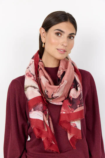 Dark Red Print Scarf - Soya Concept