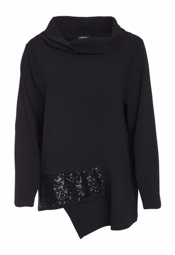 Roll Collar Beaded Panel Top- Ora