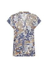 Load image into Gallery viewer, Navy Pattern Short Sleeve Top - Soya Concept