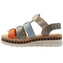 Load image into Gallery viewer, Blue, Nude, Pumpkin &amp; Aqua Sandal - Rieker