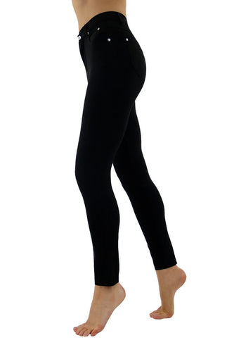 High Waist Slim Fit 7/8 Jeans- Black - Marble