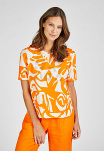 224350- Orange Print T-Shirt - Rabe