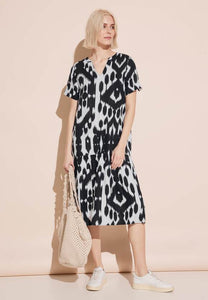 143862- Black Print Linen  Dress - Street One