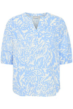 Load image into Gallery viewer, 3742- Cornflower Blue Linen Blouse - Fransa