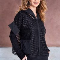 Open Weave Square Top with Contrast Hood & Pocket  - Naya