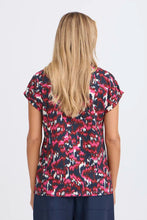 Load image into Gallery viewer, Navy/Pink/Red Pattern T-shirt  - Fransa