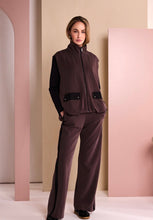 Load image into Gallery viewer, Black &amp; Choko Wide Leg Pull Up Trouser With Contrast Panel - Naya