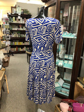 Load image into Gallery viewer, 78355 - Abstract Dress with Seam Detail - Blue and Cream - Tia