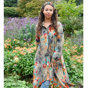 NSDQ728- Luna Floral Shirt Dress - Powell Craft