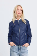 Load image into Gallery viewer, Navy Blue Leather Jacket - b.young