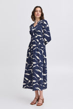 Load image into Gallery viewer, 3512- Navy/Cream Mix Dress- Fransa