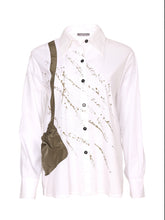 Load image into Gallery viewer, Specked Placement Print Shirt With Gathered Colour Trim - Naya