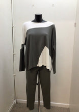 Load image into Gallery viewer, 25139 - Angular Colour Block Print Top - Army Green - Naya