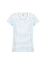 Load image into Gallery viewer, Pale Blue Stripe Short Sleeve T-Shirt - Soya Concept