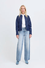 Load image into Gallery viewer, Navy Blue Leather Jacket - b.young