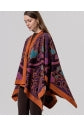 Load image into Gallery viewer, Orange &amp; Purple Print Open Knit Poncho- Surkana (Copy)