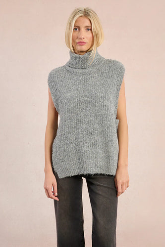 Knitted Sleeveless Sweater Grey - Molly Bracken