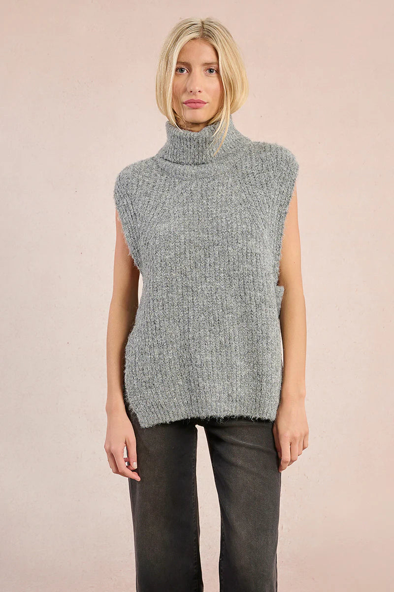Knitted Sleeveless Sweater Grey - Molly Bracken