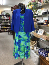 Load image into Gallery viewer, Mamy- Green and Royal Blue Mesh Dress &amp; Jacket - Via Veneto
