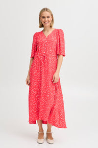 5414 - Dress with Button Detail - Pink - Fransa