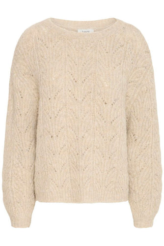 Beige Cable Wooly Jumper - B-young