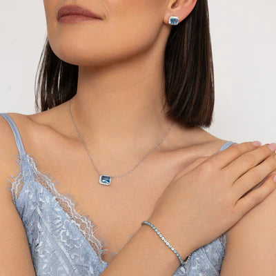 Dakota Light Blue Tennis Bracelet- Knight & Day Jewellery