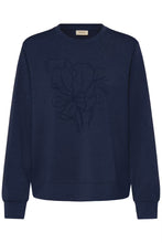 Load image into Gallery viewer, Navy Sweatshirt with Flower detail - Fransa