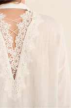 Load image into Gallery viewer, White Woven Shirt with Lace Open Back Detail - Molly Bracken