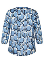 Load image into Gallery viewer, Blue Print Split Neck Blouse - Rabe